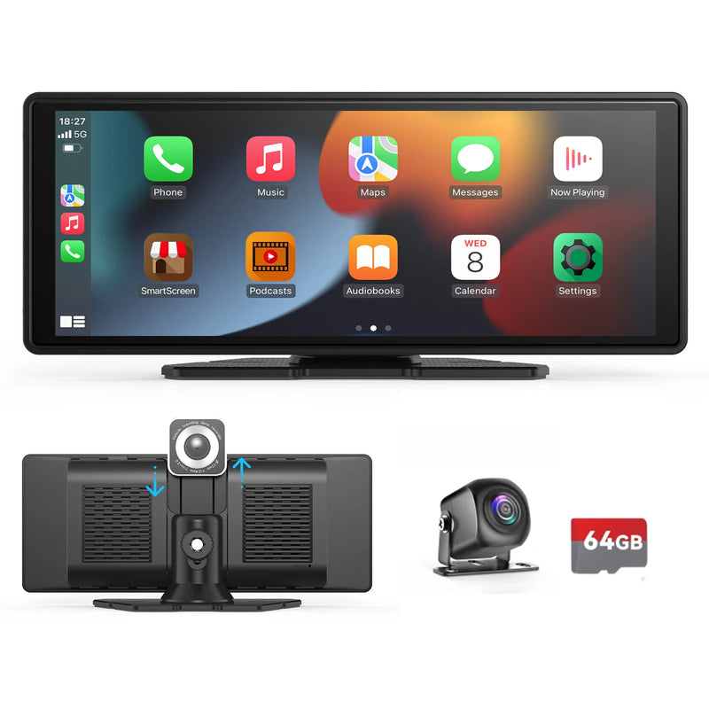 AutoVision Pro: Wireless CarPlay/Android Auto Screen with Optional Rearview or Dual Camera