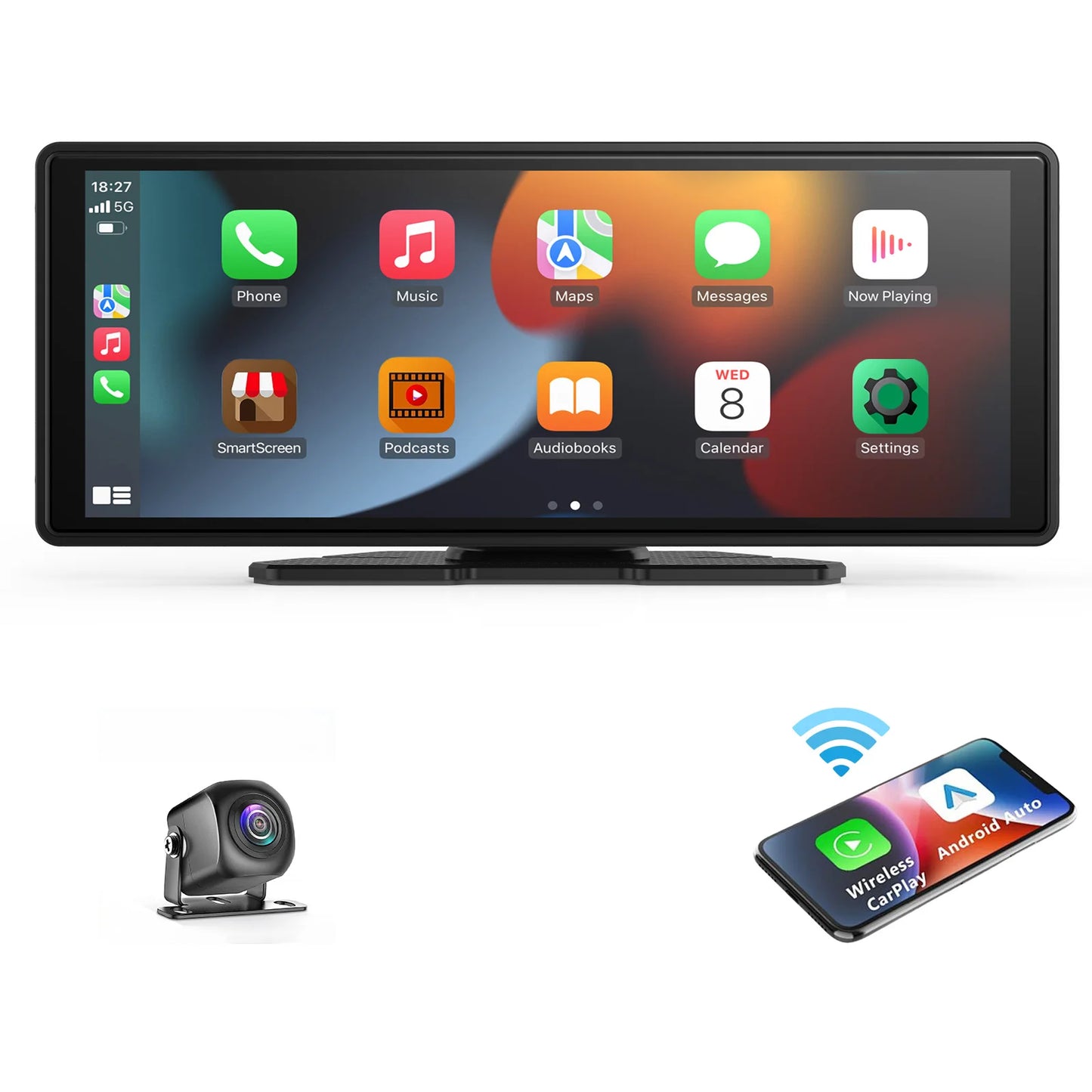 AutoVision Pro: Wireless CarPlay/Android Auto Screen with Optional Rearview or Dual Camera