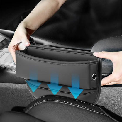 Luxury PU Leather Car Seat Gap Organizer – Leak-Proof with Cup Holder
