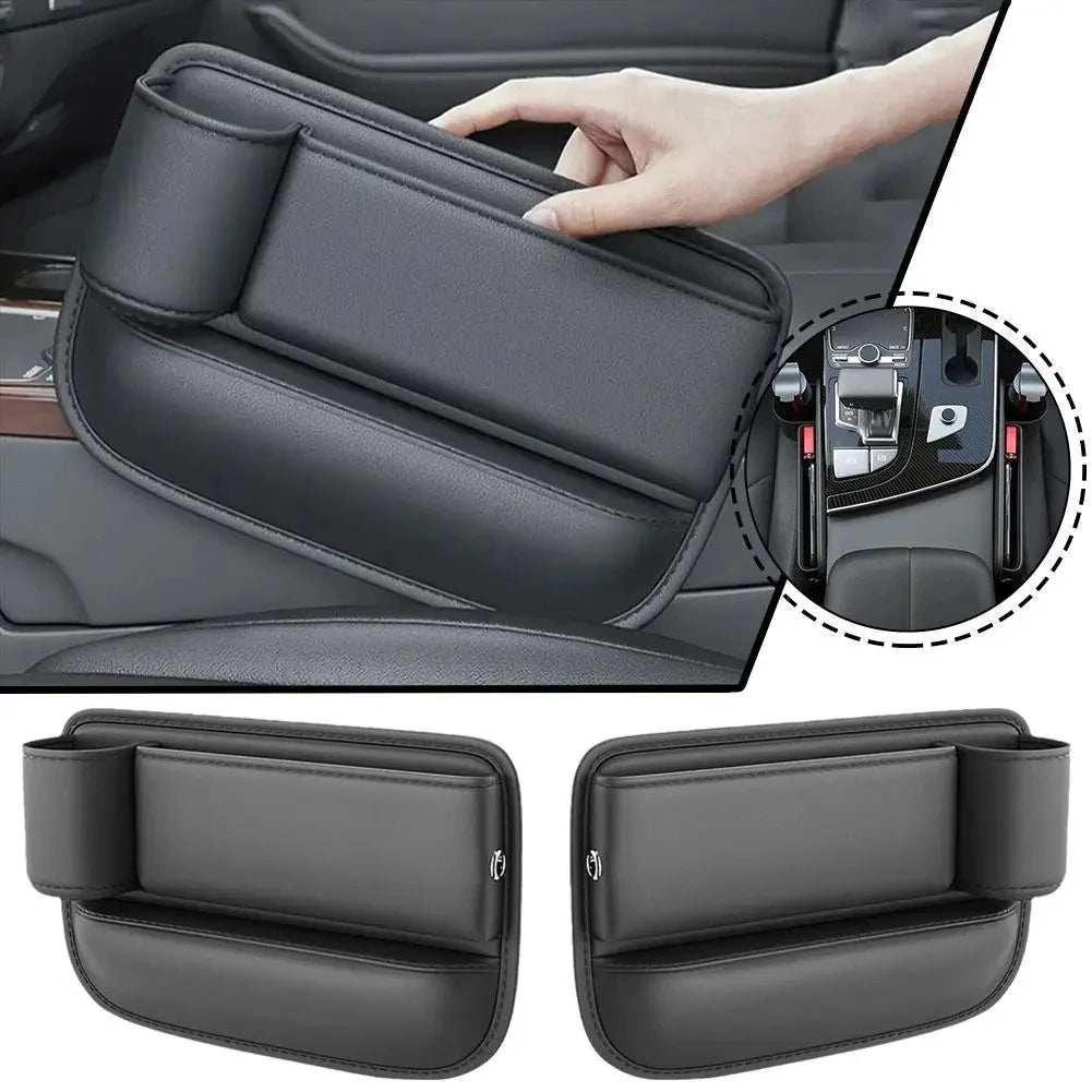 Luxury PU Leather Car Seat Gap Organizer – Leak-Proof with Cup Holder