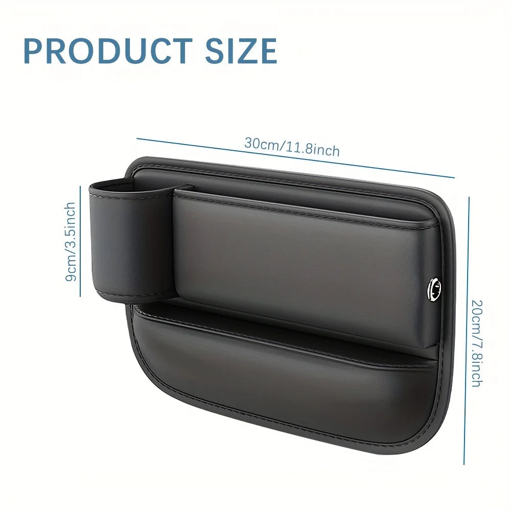 Luxury PU Leather Car Seat Gap Organizer – Leak-Proof with Cup Holder